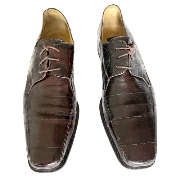 Mezlan Platinum Dinan Brown Leather Eel Skin Lace Up Dress Shoes Size 12M main image 8
